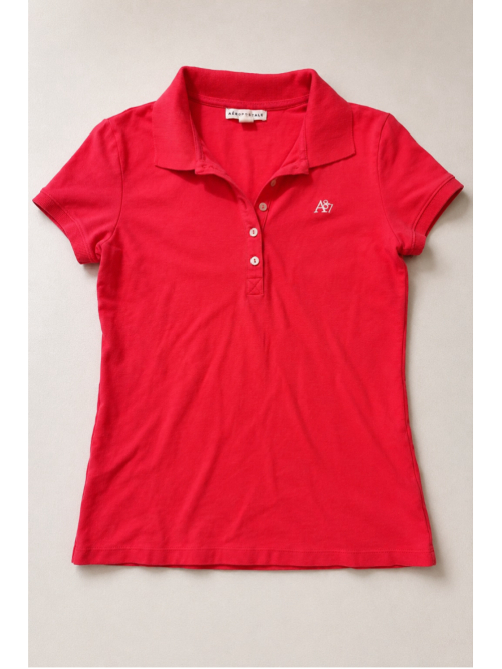 Women's Aeropostale Red Short Sleeve Polo Shirt Size M